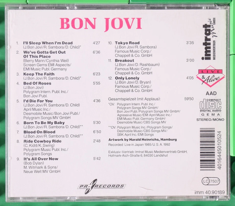 Bon Jovi - Live & Alive - Imtrat - PR-Records - CD - Bild 2 von 4