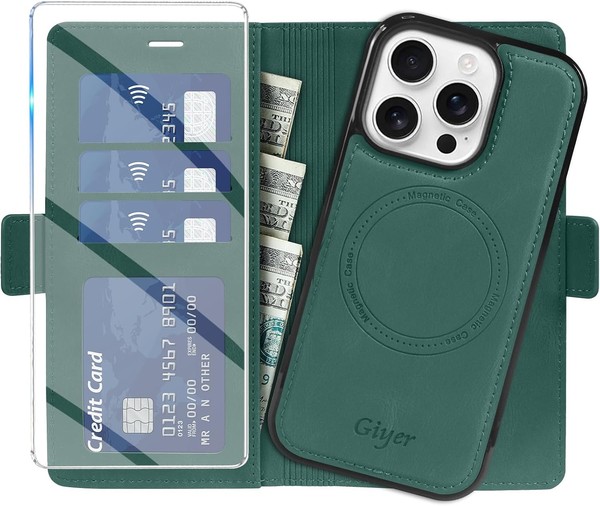 HandyhüLle 2 In 1 Abnehmbare PU Leder Wallet Standfunktion Magnetisch GrüN FüR-image