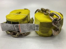 (2) Ancra 43795-15-27  4" X 27' Flatbed Trailer Winch Tie Down Strap W/ Chain