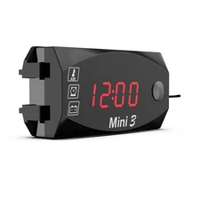 3 in 1 LED Display Motorcycle Voltage Voltmeter Digital Time Clock Thermometer