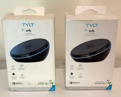 Set of 2 - TYLT ORB Wireless Chargers For Apple, Android 9W Fast Charging Black
