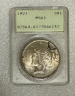 OLD RATTLER !!!  1923 PEACE SILVER DOLLAR PCGS MS61 90% Silver Coin Green Label