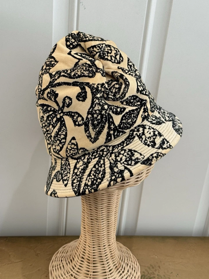 Sombrero cubo floral vintage años 70 Mr. John Jr for Bullocks bronceado/negro Foto 3 de 4