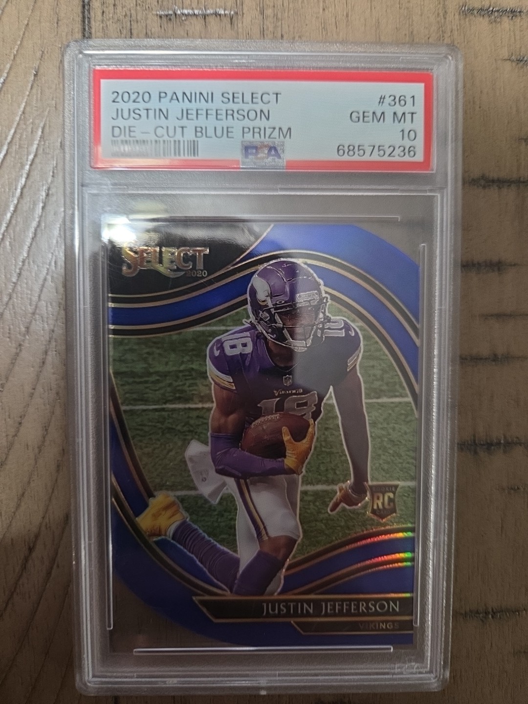 2020 Panini Select - Field Level Justin Jefferson #361 Blue Prizm Die-Cut (RC)