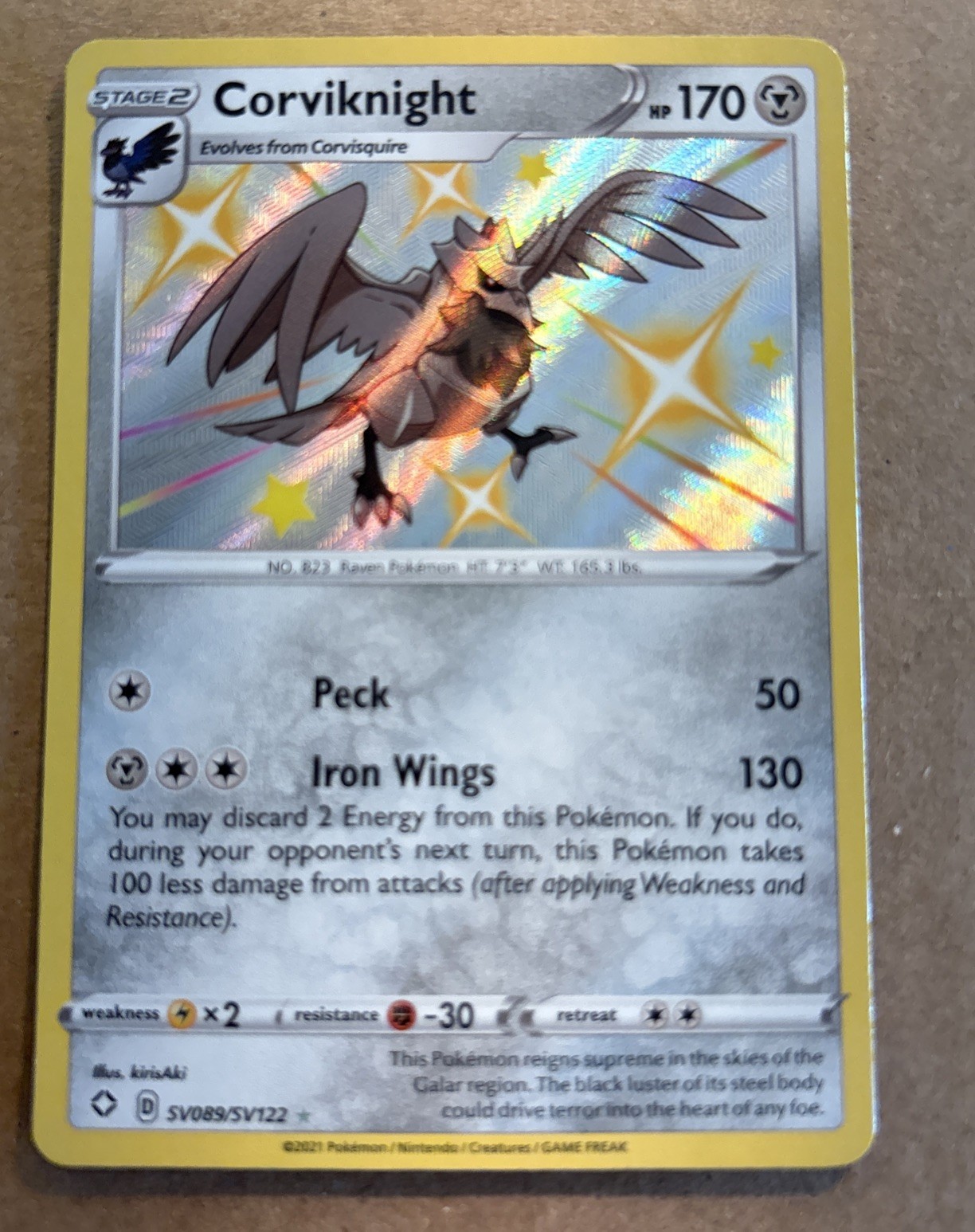 Pokémon: Corviknight SV089/SV122 - Shining Fates - PTCG NM
