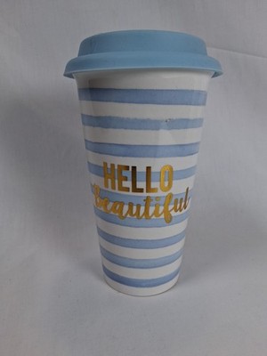 Hello Beautiful Mug Baby Blue With Soft Rubber Lid