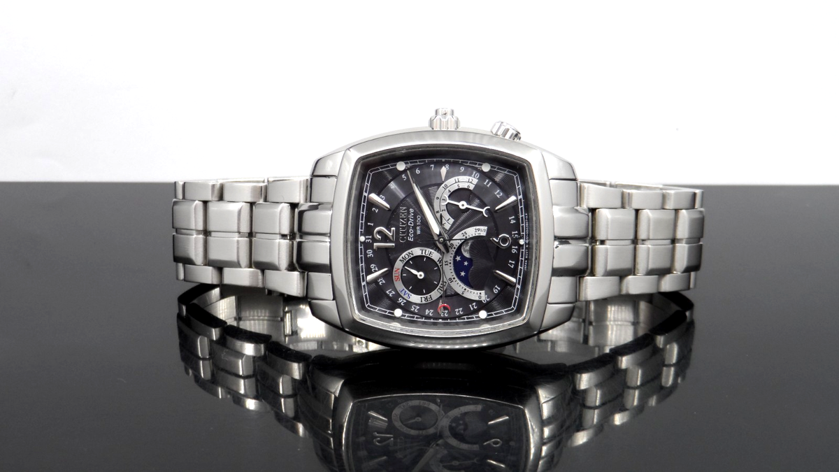 Citizen AP1031-51E Eco Drive Moon Phase 8651 Caliber Silver Tone