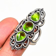 Peridot Gemstone 925 Sterling Silver Jewelry Ring Size 11.5 Gift for Her l040