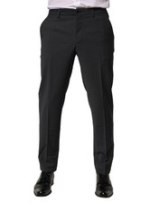 Dolce & Gabbana Black Wool Dress Slim Formal Men's Pants Authentic