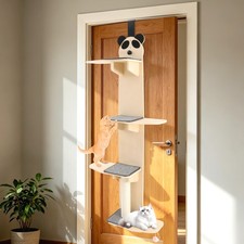 Door Hanging Cat Tree Door Mounted Cat Climber Tree 4 Levels Vertical Cat Ladder
