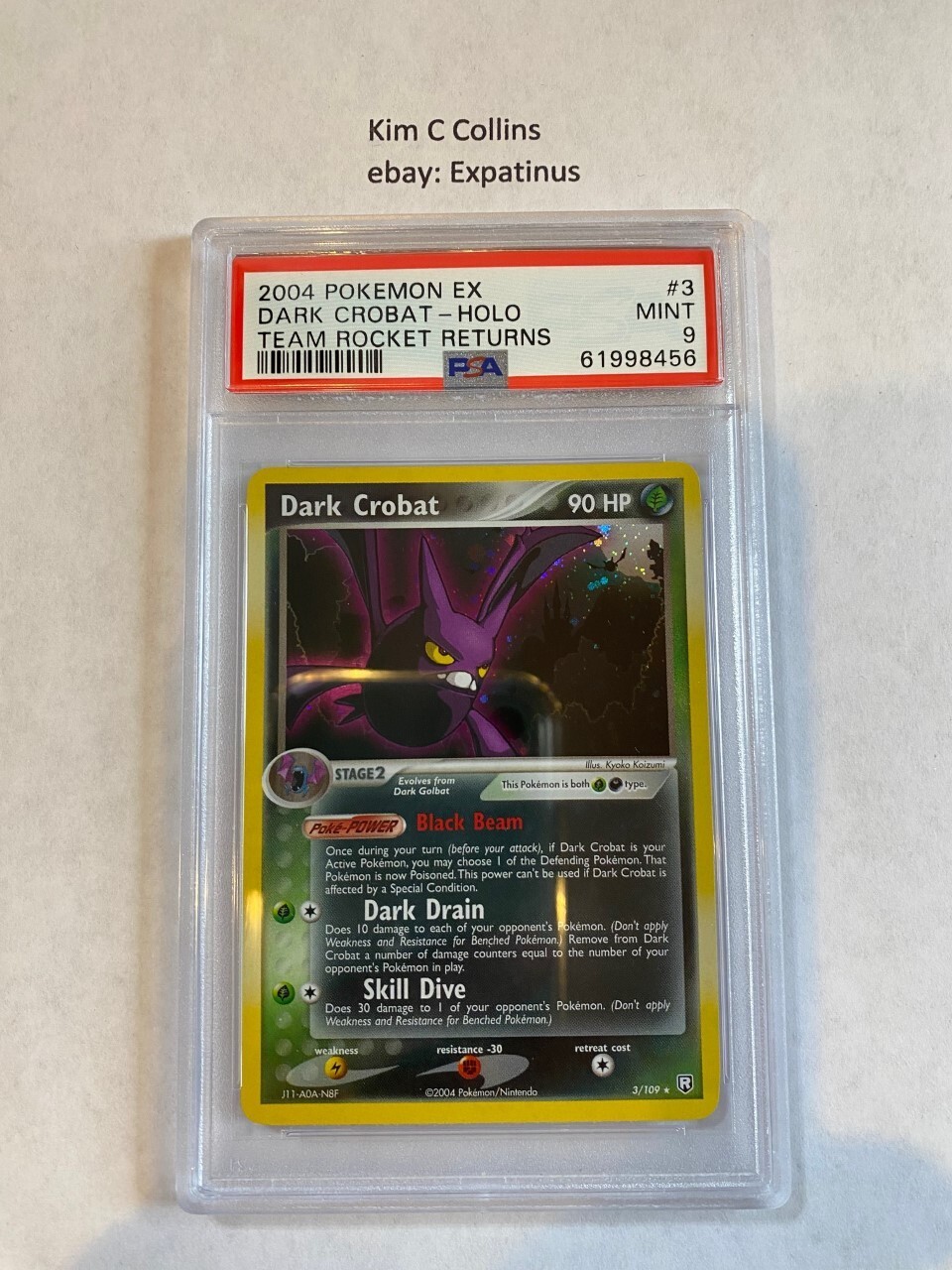 Pokemon 2004  Team Rocket Returns Dark Crobat Holo  #3 PSA 9 Mint