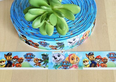 1 Inch (1 YD) Paw Patrol Grosgrain Ribbon Rubble Skye Zuma Marshall Everest