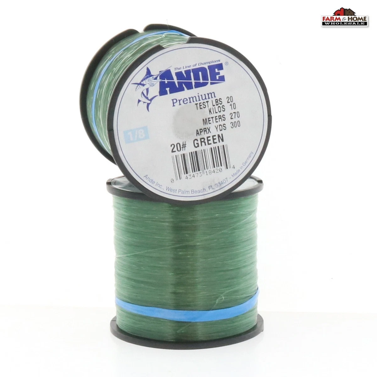 (2) Ande Premium Monofilament Fishing Line 20lb 300yd Lo Vis Green ~ NEW