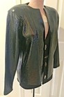ST. JOHN Marie Gray Sleek Black Sequined Evening Jacket M Women's Beaded Knit — photo 2