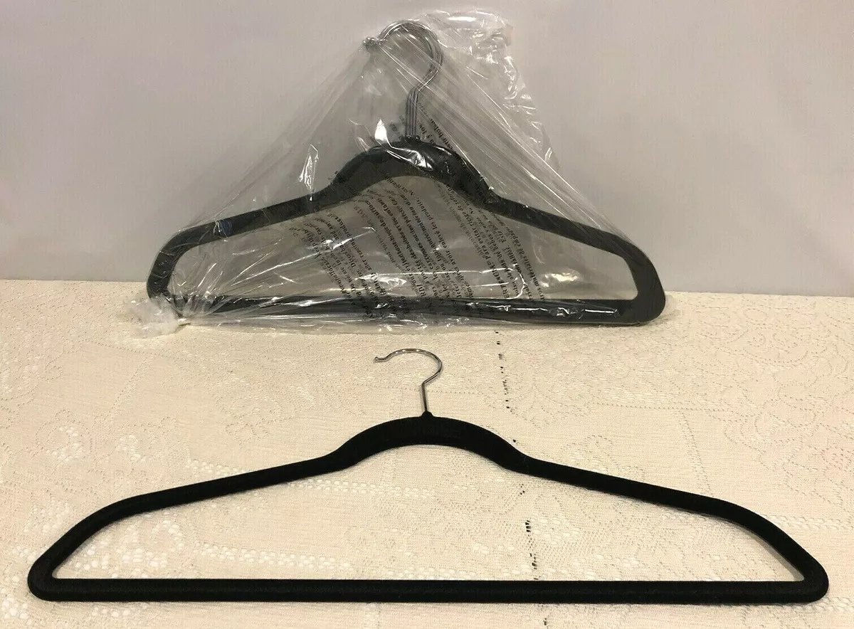 Costco Standard Hangers NonSlip Curved Black Velvety Texture Ultra Thin Set of 5