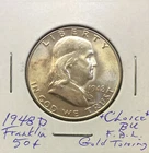 1948 D Franklin Half Dollar ~ *Choice BU + F.B.L ~ Boldly Detailed Coin