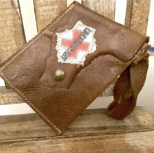 Genuine Leather Unusual Art Wristlet Pouch NEW!