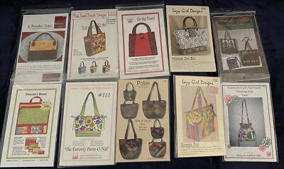 Lot Of 10 Purse Patterns Lazy Girl Whistlepig Creek Perkins E-Reader Pink Sand