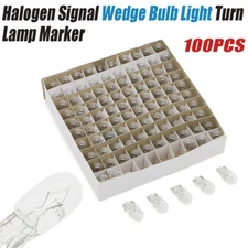 100PCS 194 T10 Halogen Signal Clear Wedge Bulb White Light Turn Lamp Marker 12V