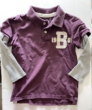 Mini Boden Shirt Boys 7 8 Collared Purple Plum Gray Long Sleeve Applique
