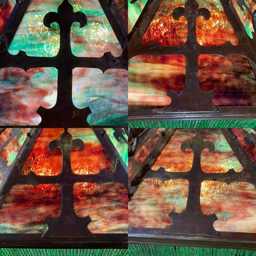 Vintage Lighting Restored Mission Style Stained Glass Chandelier INCREDIBLE! - Picture 11 of 12
