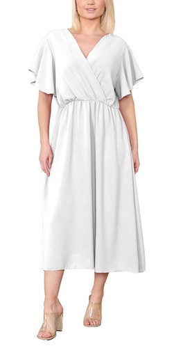 Maxi Vestido de Verano Para Mujer Manga Corta Volantes Italiano Envolvente Acampanado Fluido - Imagen 23 de 25