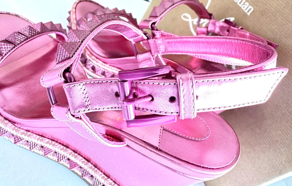 Christian Louboutin Pyraclou 110 Pink Glitter Stud Platform