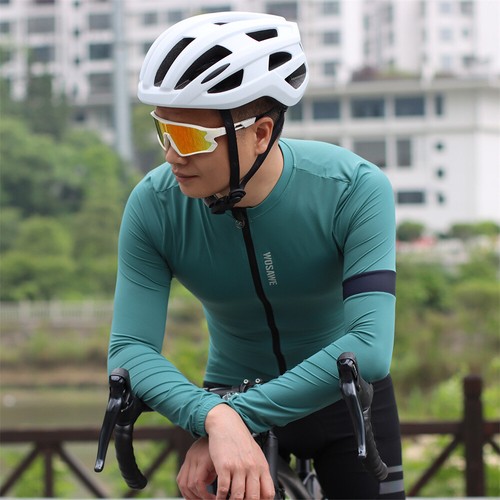 WOSAWE Hombres Ciclismo Manga Larga Jersey Bicicleta de Carretera Transpirable Top Camisa Elástica - Imagen 2 de 15