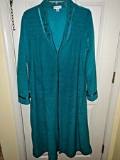 Miss Elaine Vintage Buttery Soft Long Night Robe House Coat AQUA Size M tb9j9