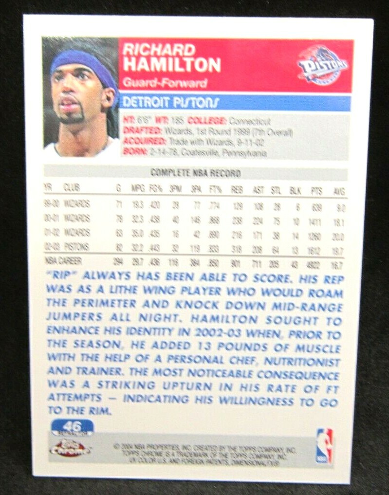 Richard Hamilton 2003-04 Topps Chrome Silver REFRACTOR Card#46