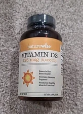 NatureWise D3 5000IU (125 mcg) 1 Year Supply Healthy Muscle *LARGER 360 Softgels