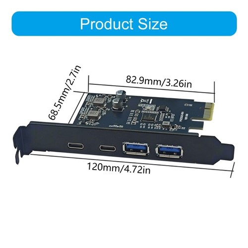 USB3.2 Gen1 PCIE Expansion Card 5Gbps Speed with 2xUSB A+2xType C Fast Transfer - Afbeelding 8 van 9