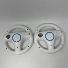 Set Lot of 2 Nintendo Wii OEM Official Steering Wheel Remote Controllers RVL-024