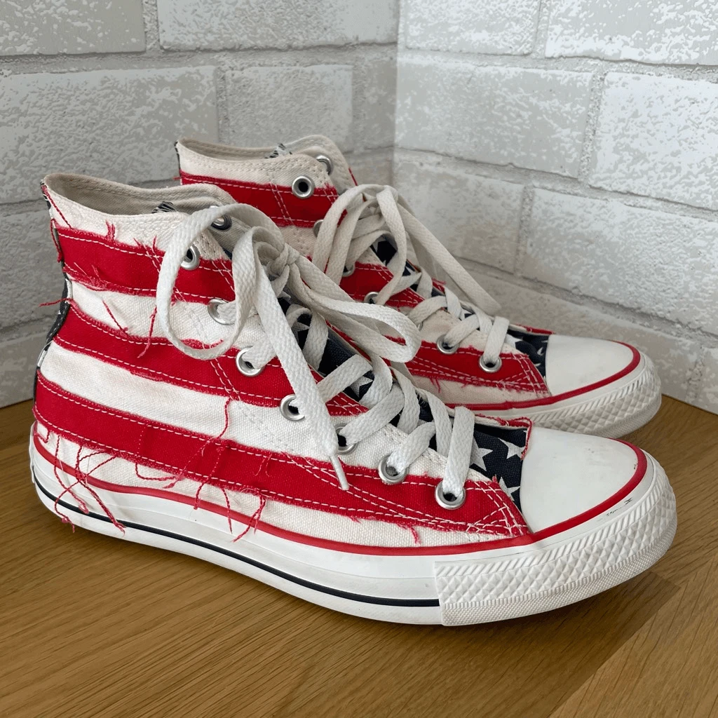 Converse All Star Mens 6 Womens 8 American Flag Distressed Stars