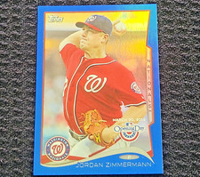 Jordan Zimmermann 2014 Topps Opening Day Blue Refractor Card #71 Serial #274