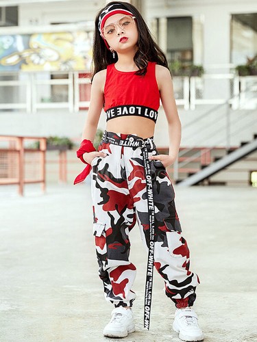 Kids Jazz Dance Costume Girls Red 