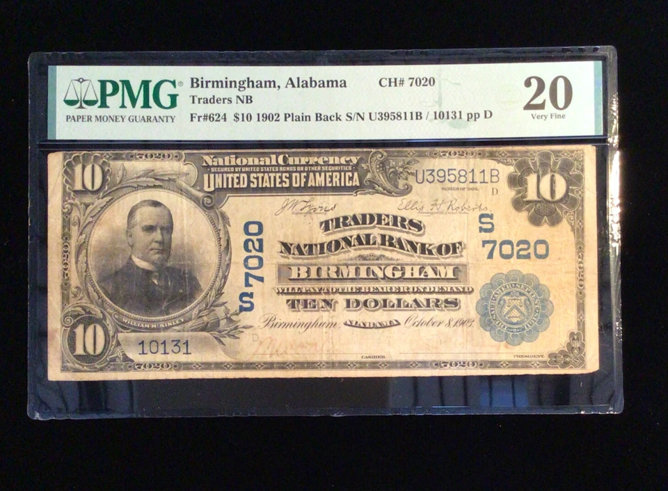 1902 Ten Dollar Note Traders National Bank Of Birmingham Alabama PMG VF 20 - Image 2 of 4