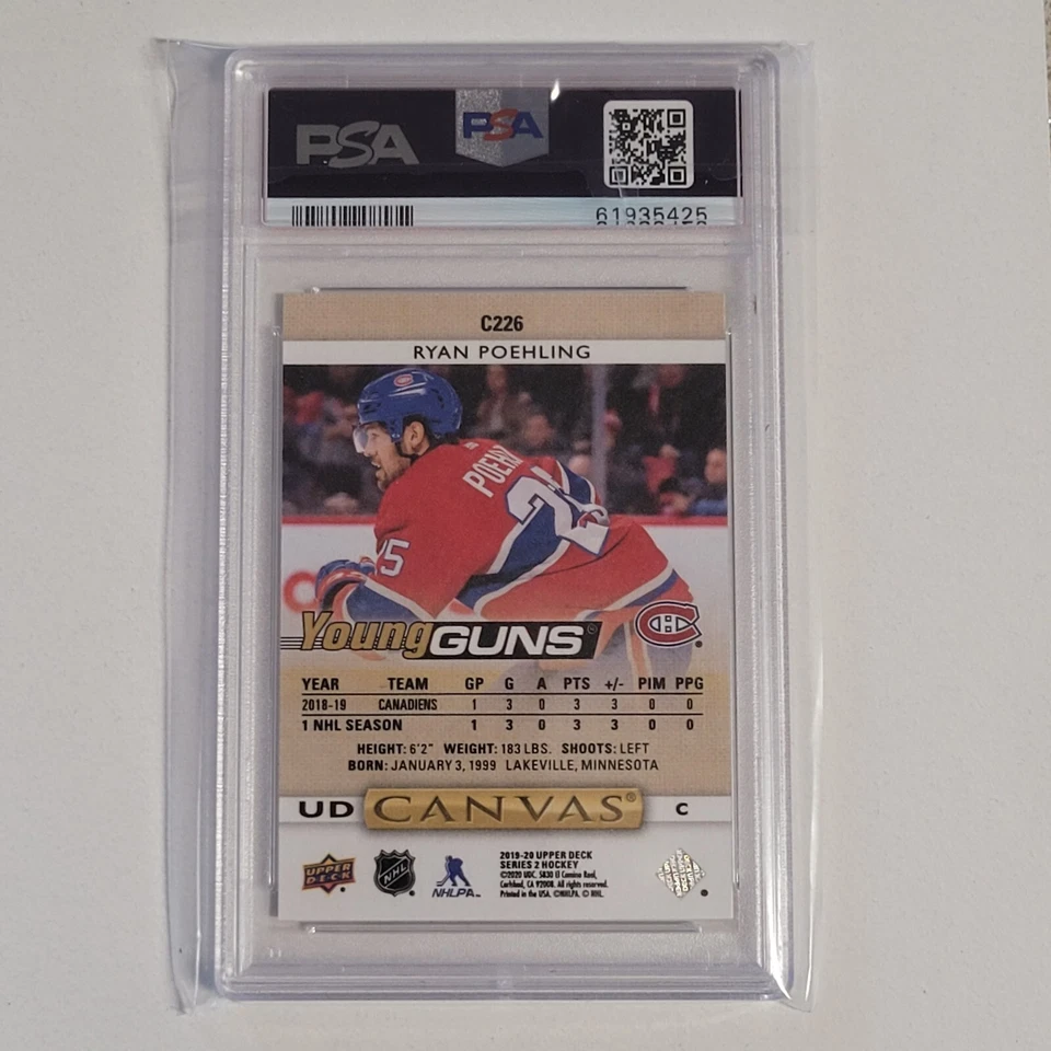 2019-20 Upper Deck UD #C226 Ryan Poehling Canvas Young Guns PSA 10 Canadiens RC - Image 4 of 4