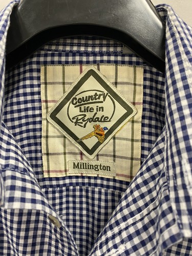 Country Life in Ryedale Blue Checked Short Sleeved Shirt Size Chest 38" Collar 1 - Picture 5 of 5