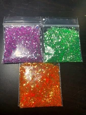 High flash Glitter Hexagon 1mm orange light green pink Nail Art US seller 