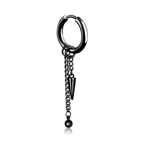 Punk Earring Black Silver Surgical Titanium pendant men women earrings D10mm - Picture 3 of 61