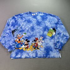 NEW Disney Celebration Crew Sweatshirt Adult Small Blue Tie Dye Mickey Minny
