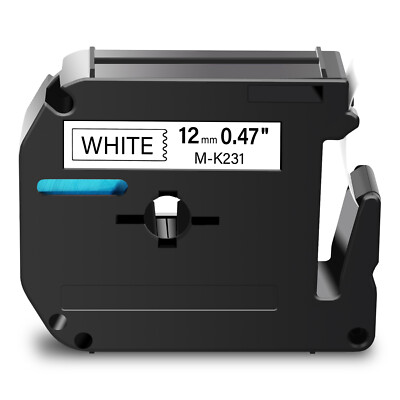 5PK M-K231 MK231 Ft Brother P-Touch M Tape 12mm Whte Label Maker PT90