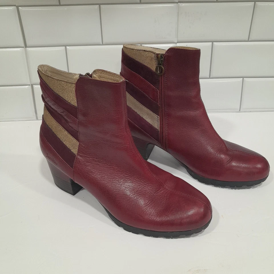 Jambu Red, Maroon & Gold Amal Leather Ankle Boot Women’s Size 10M Retro - Image 2 of 4