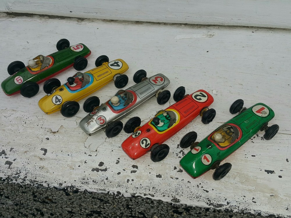 VINTAGE RACE CAR TIN TOY COMPLETE SET GERMANY DDR GDR METAL PLASTIC HARD TO FIND
