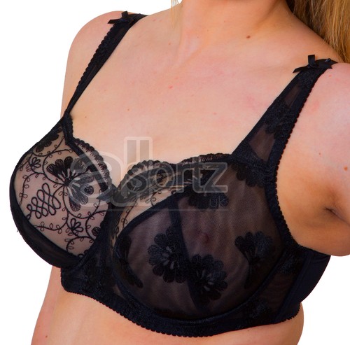 Ladies Underwired Black Lacy Bra 34D 34DD 34E 34F Firm Hold Full Cup UK Size - Picture 3 of 12