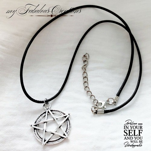 Pentagram Necklace Tibetan Silver Pendant Wicca Pagan Witchcraft Adjustable Gift - Picture 3 of 3