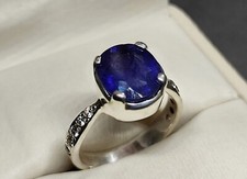 Natural 6 Ct Royal Blue Sapphire Sterling Silver 925 Handmade Women Elegant Ring