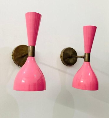 Vintage Mid Century Modern Italian Wall Sconce Handmade Pair Design Wall Décor