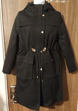 Next Black Glam Parka Coat With Removable Quilted Jacket Inner - Uk 16 Petite
